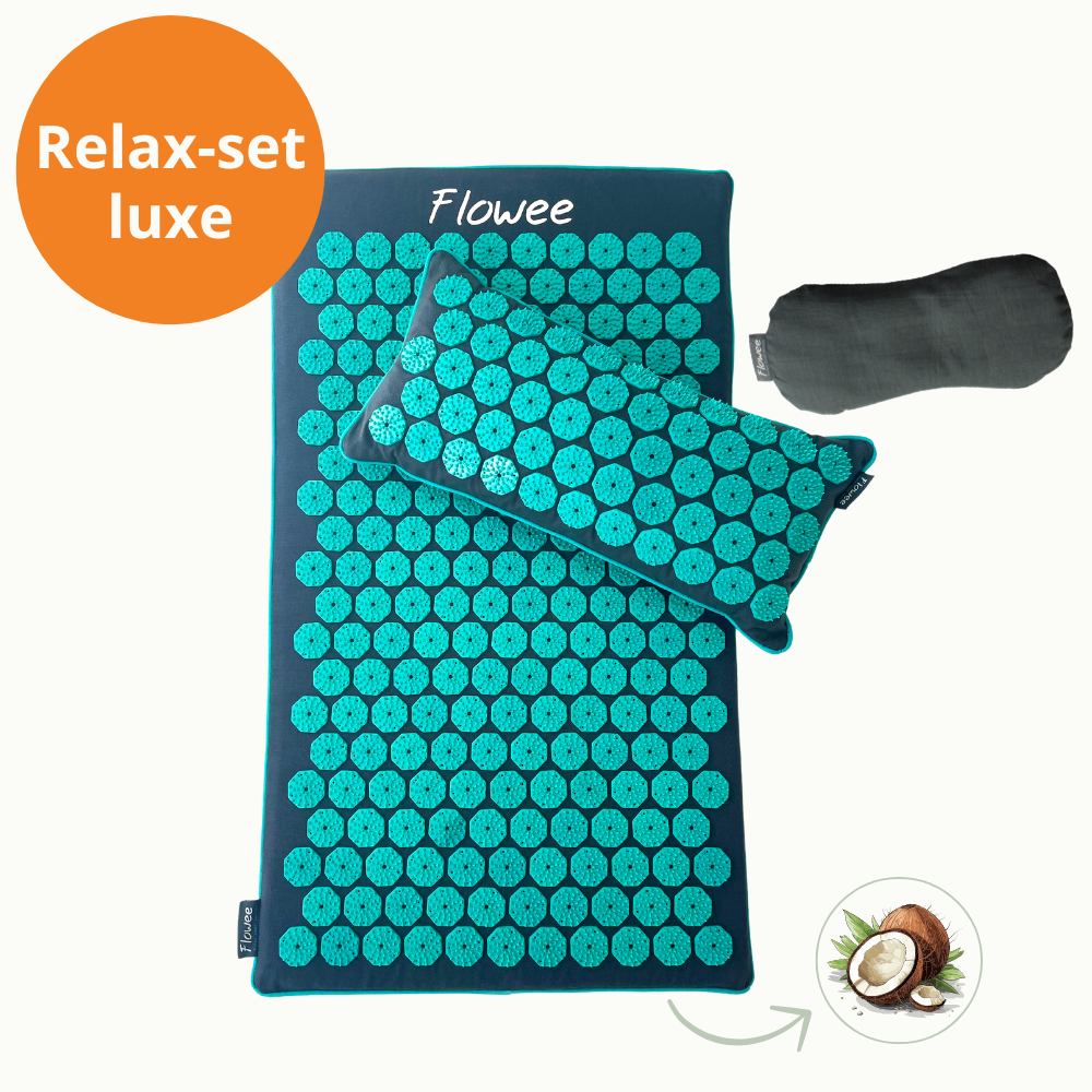 PRE-ORDER: Spijkermat ECO - Relaxset LUXE - Grijs met Zeegroen